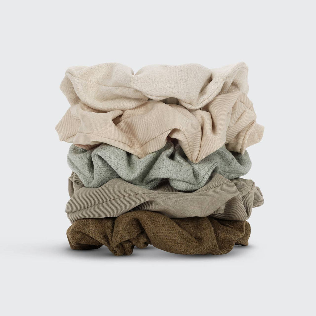 Kitsch Textured Scrunchies — Eucalyptus (5-Pack Set)