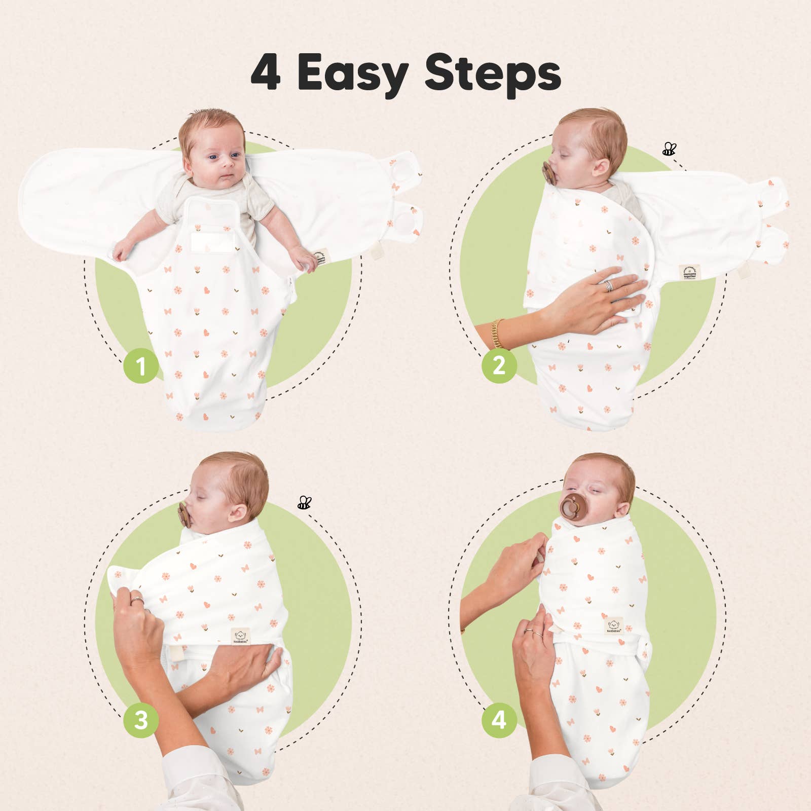 KeaBabies Soothe Zippy Baby Swaddles — Butterflies (3-Pack)