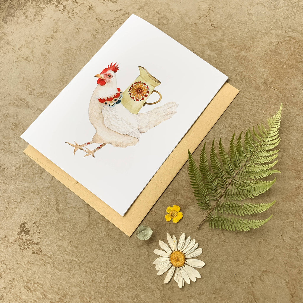 Polanshek of the Hills “Jen the Hen’s Pitcher” Greeting Card