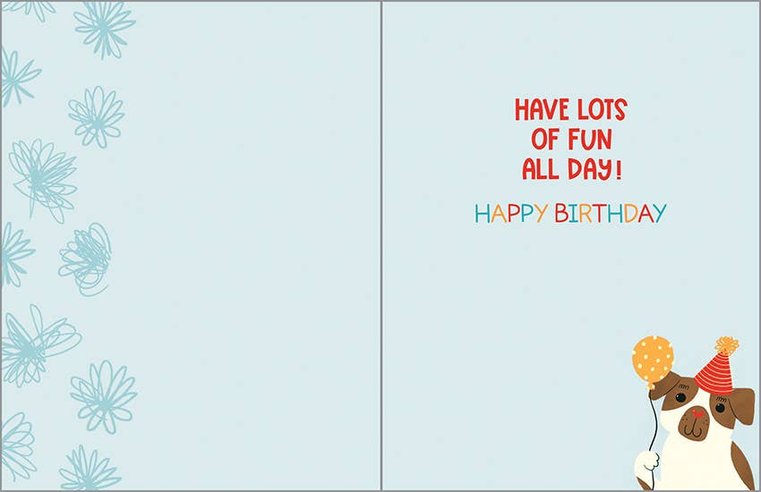 Gina B Birthday Card — Puppy with Balloon