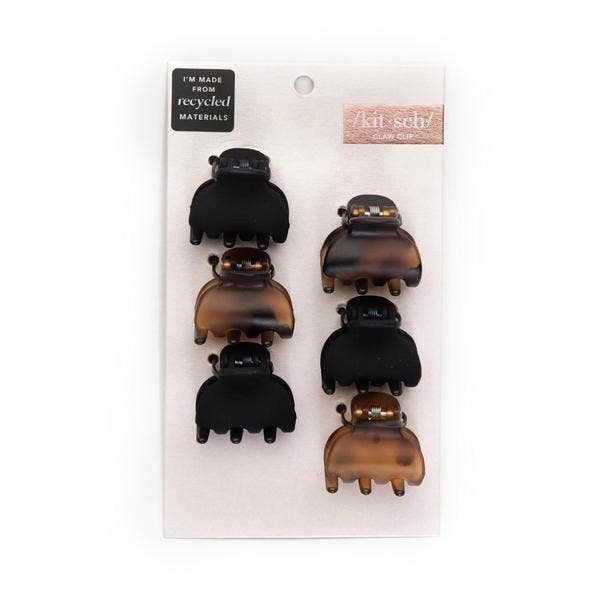 Kitsch Recycled X-Small Claw Clips — Black & Tort (6-Pack)