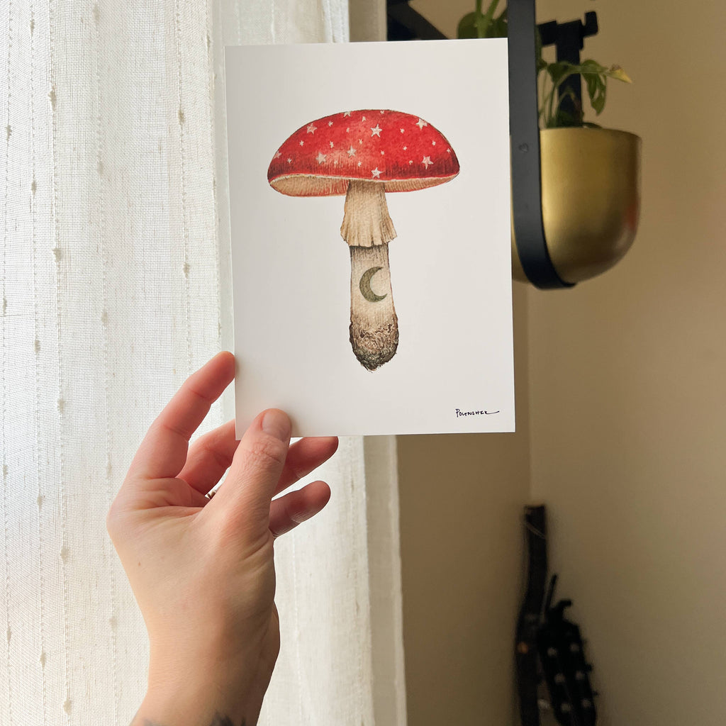 Polanshek of the Hills 5×7 Art Print — Mineral Mushroom (Ruby)