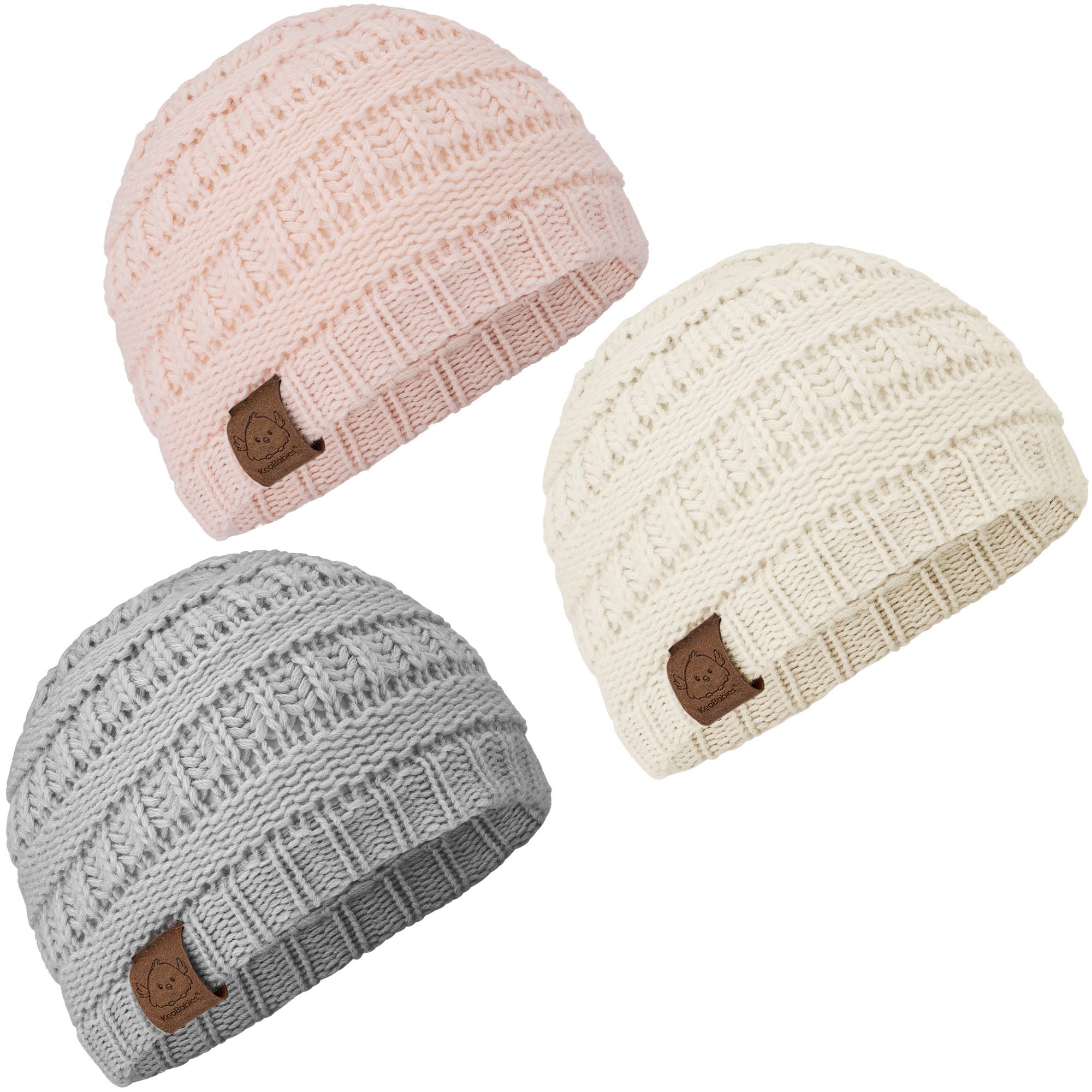 KeaBabies Warmzy Knitted Baby Beanies — 3-Pack