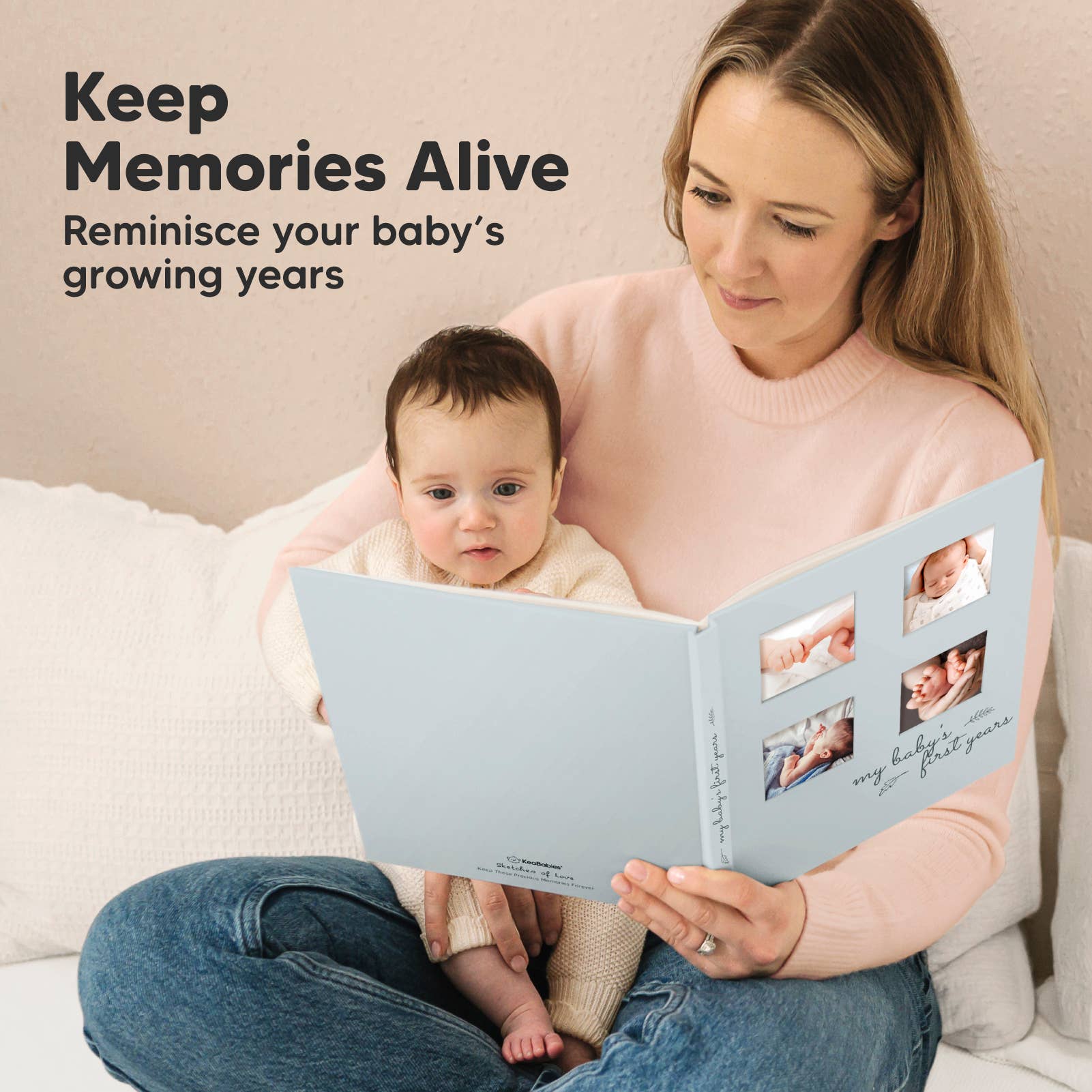 KeaBabies Sketch Baby Memory Book — Sky Blue