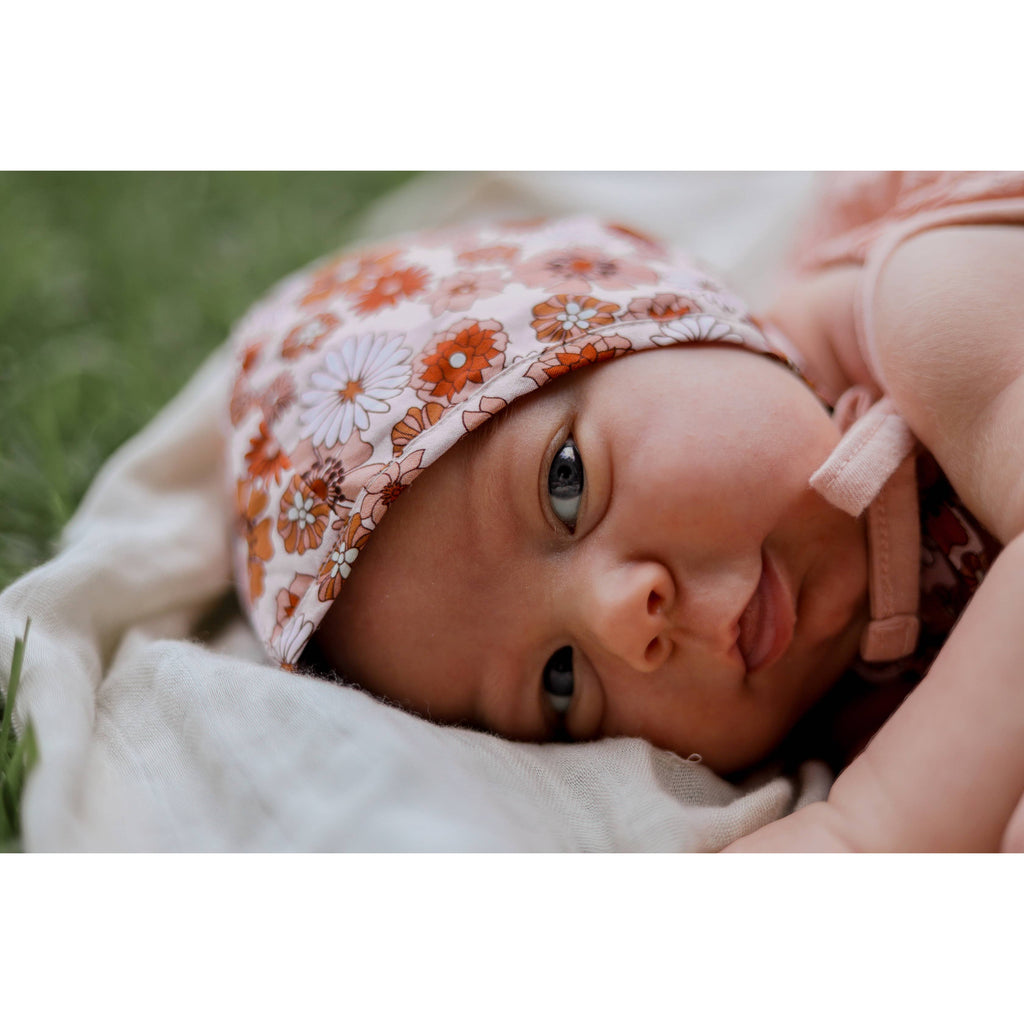 Huggalugs Retro Blooms Danish Baby Bonnet — UPF 50+