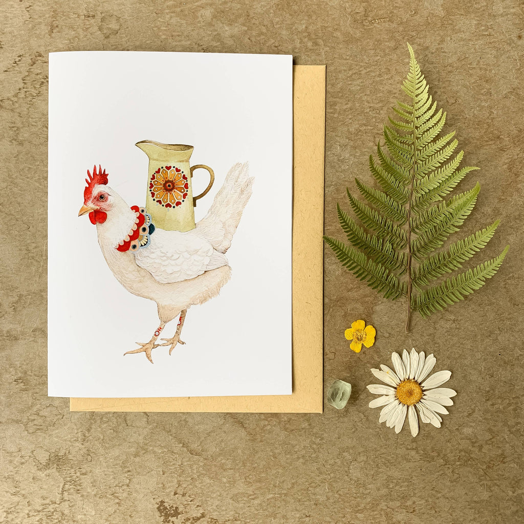 Polanshek of the Hills “Jen the Hen’s Pitcher” Greeting Card