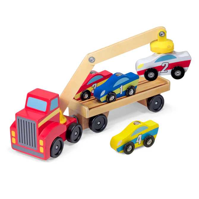 Melissa & Doug Magnetic Car Loader Wooden Play Set