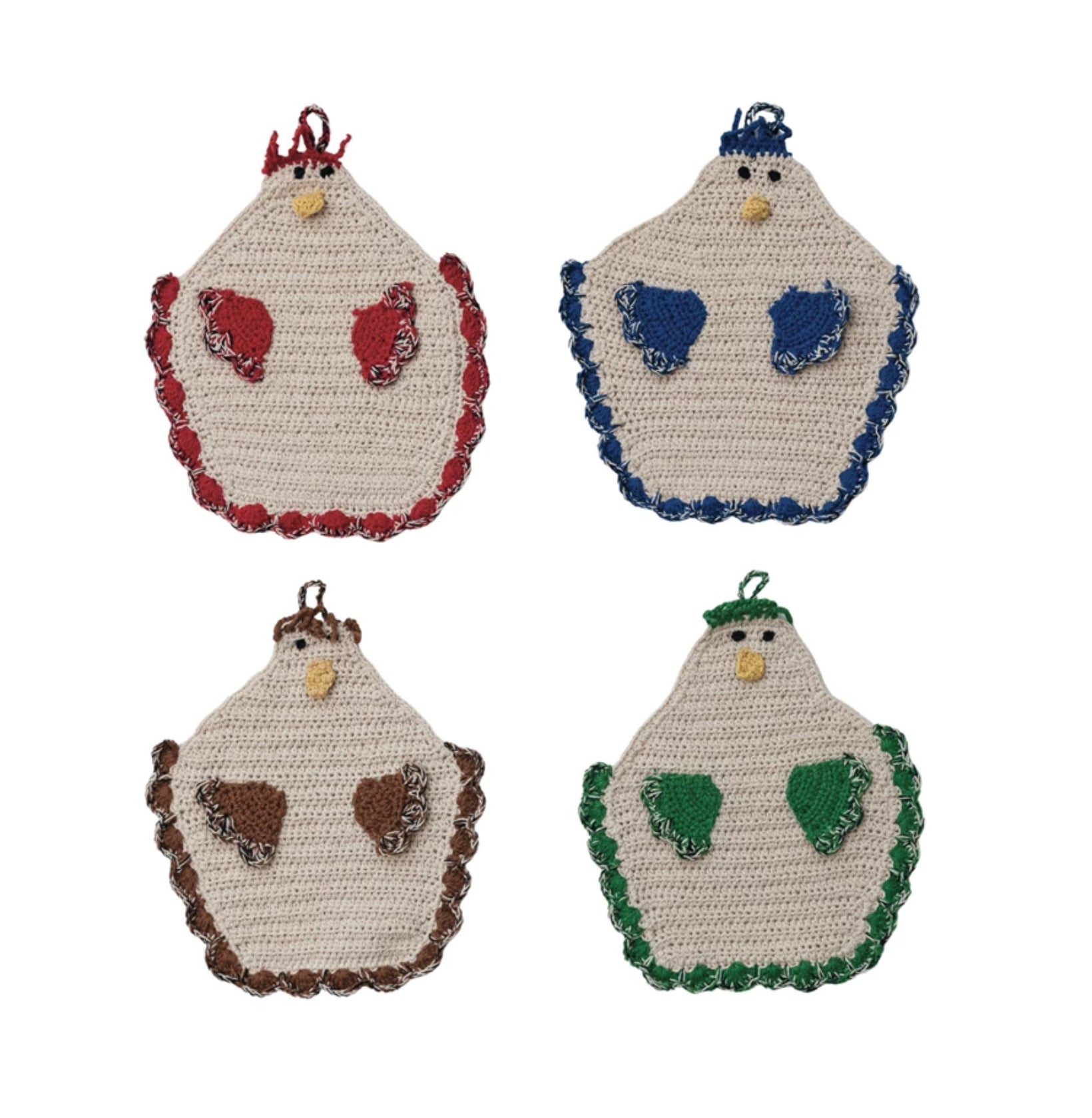 Crocheted Chicken Pot Holder with Hanging Loop
