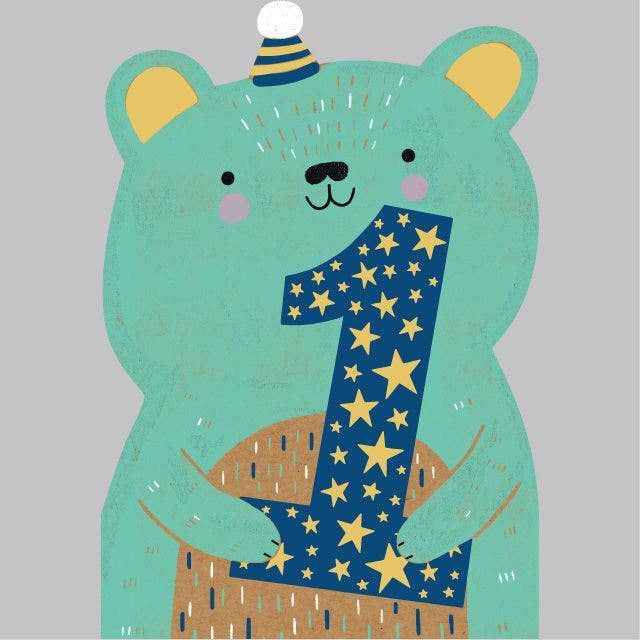 Blue First Birthday Card