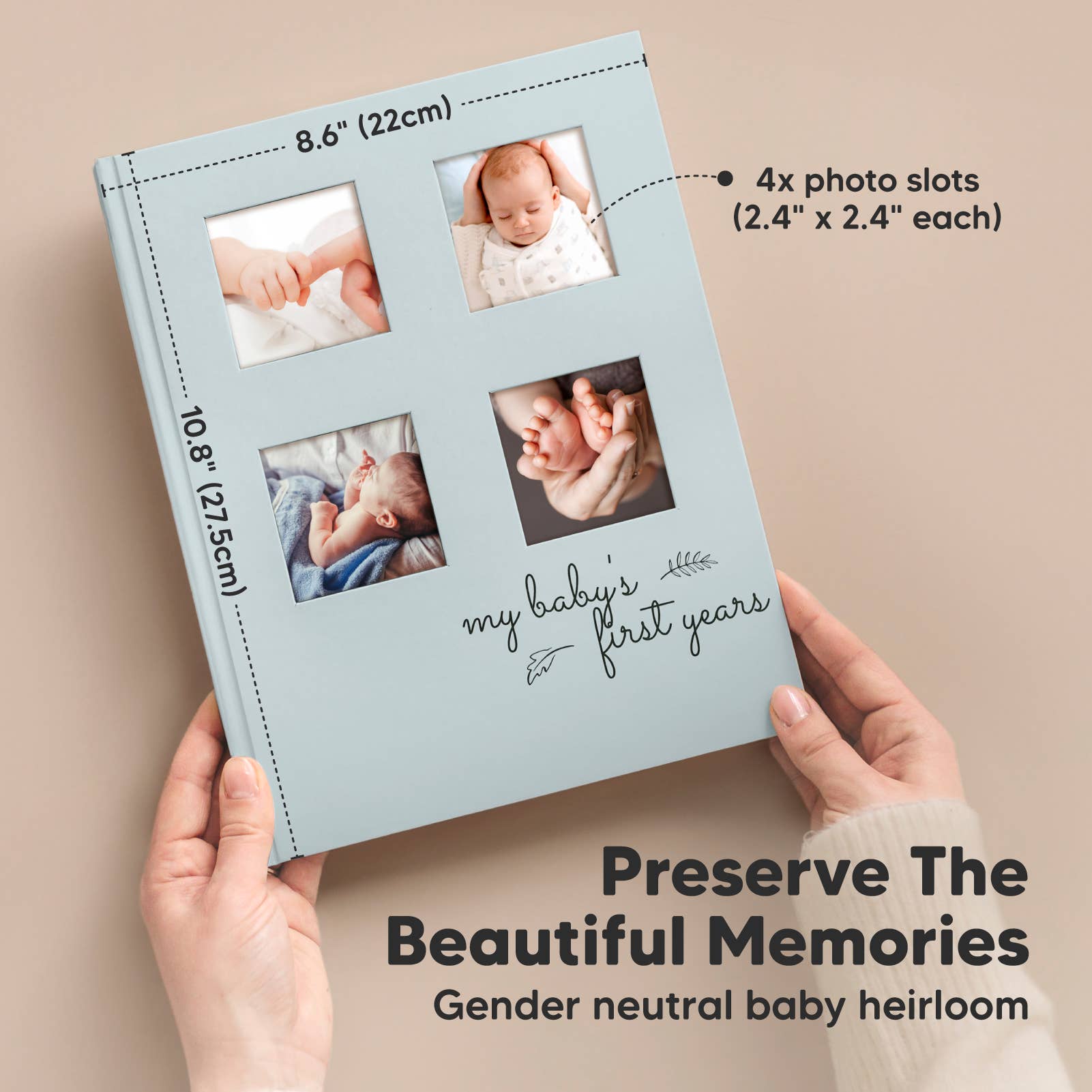 KeaBabies Sketch Baby Memory Book — Sky Blue