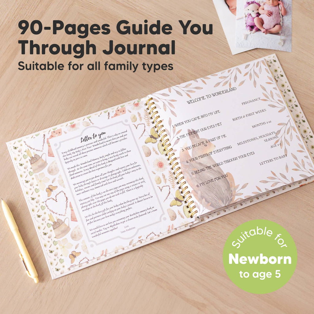KeaBabies Wonderland Baby Memory Book — First Years Keepsake Journal