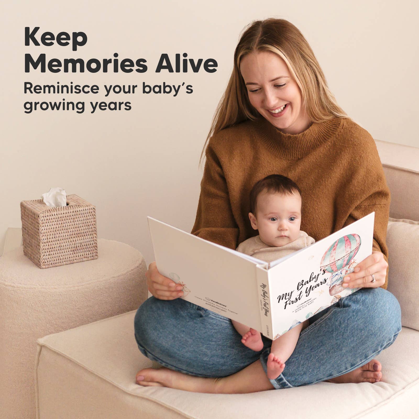 KeaBabies Keepsake Baby Memory Book — Balloon Edition
