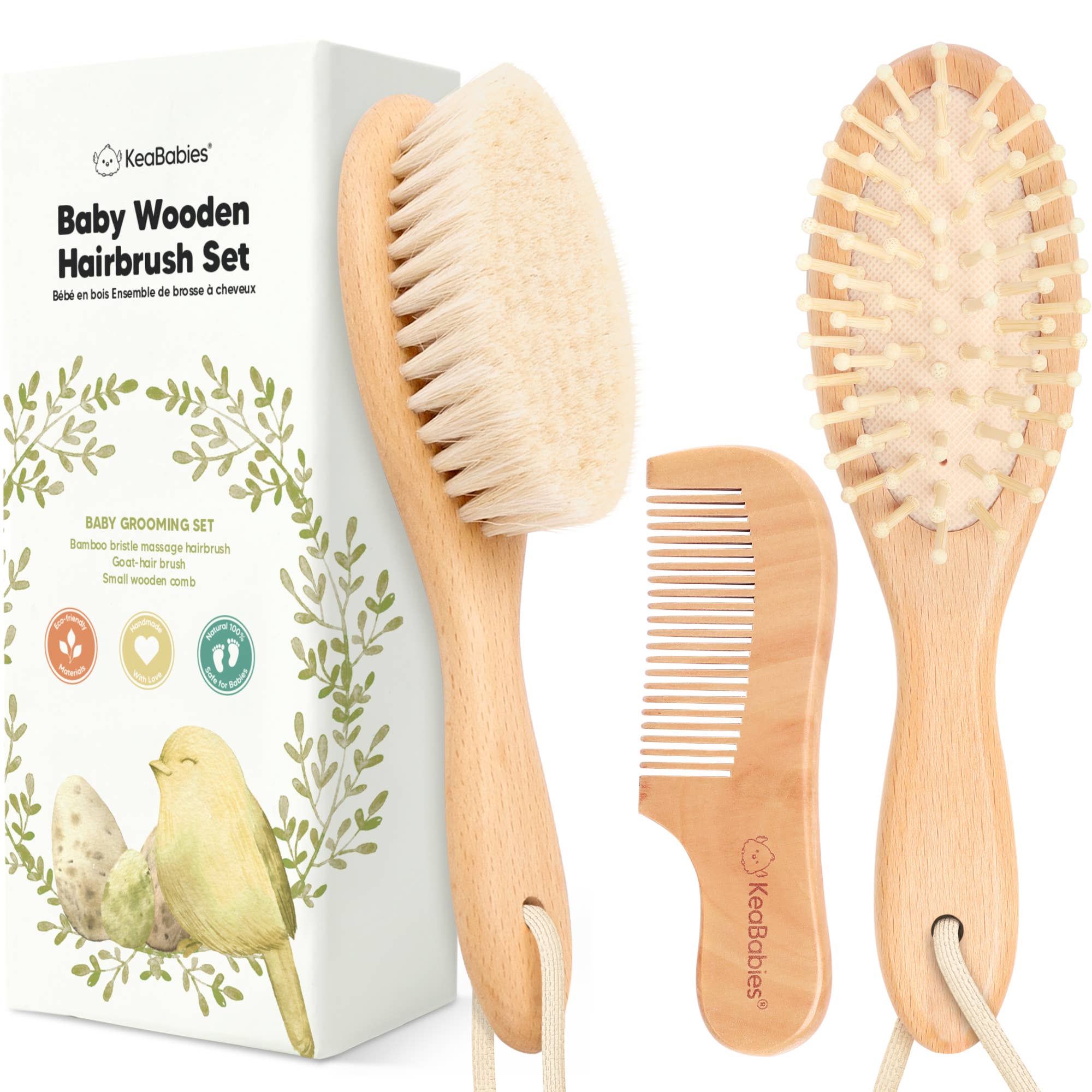KeaBabies Gentle Baby Hair Brush & Comb Set