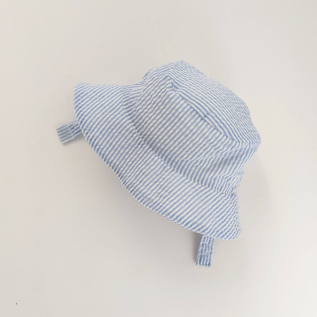 Huggalugs Light Blue Stripe Seersucker Bucket Hat — UPF 25+