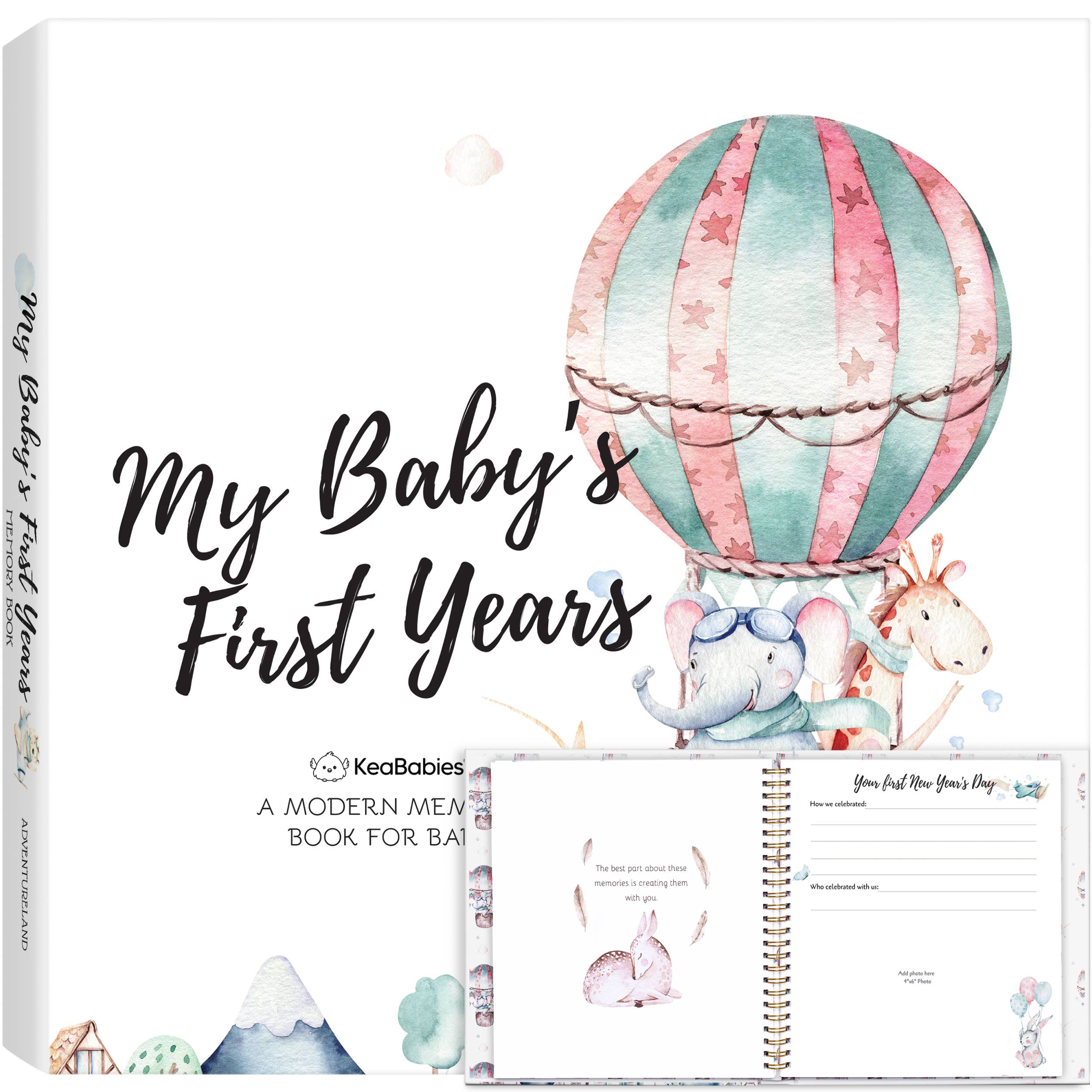 KeaBabies Keepsake Baby Memory Book — Balloon Edition