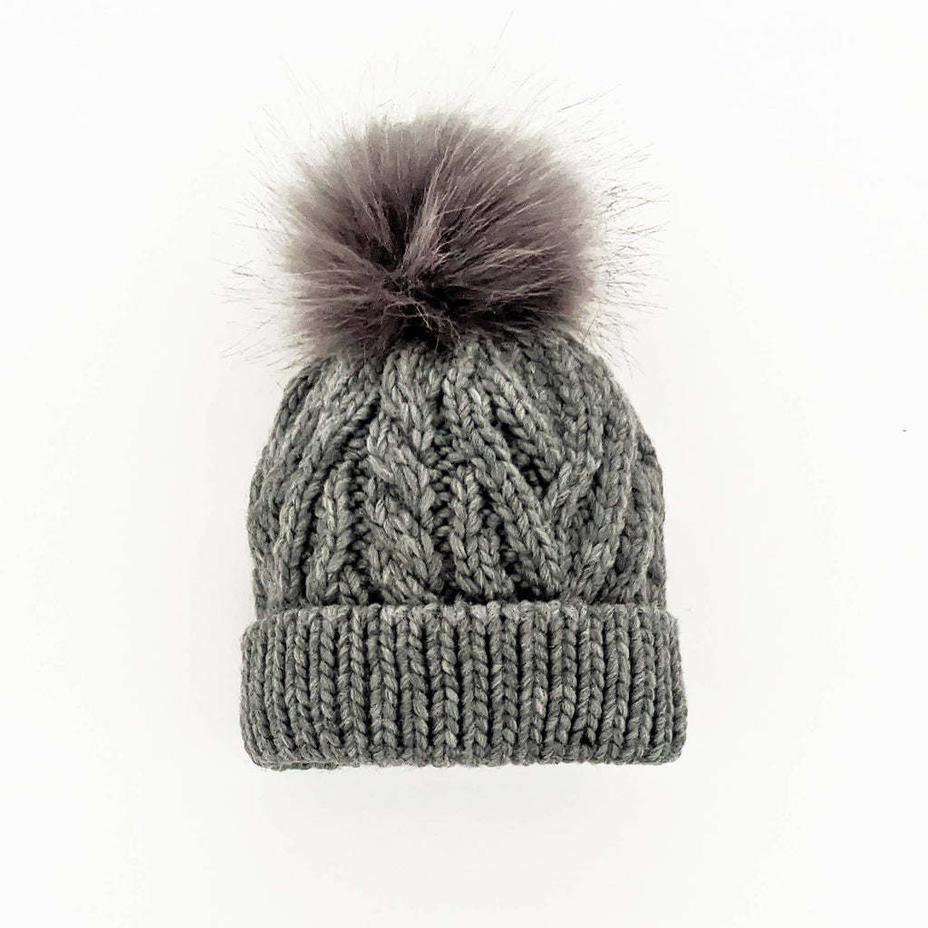Huggalugs Grey Pom Pom Beanie