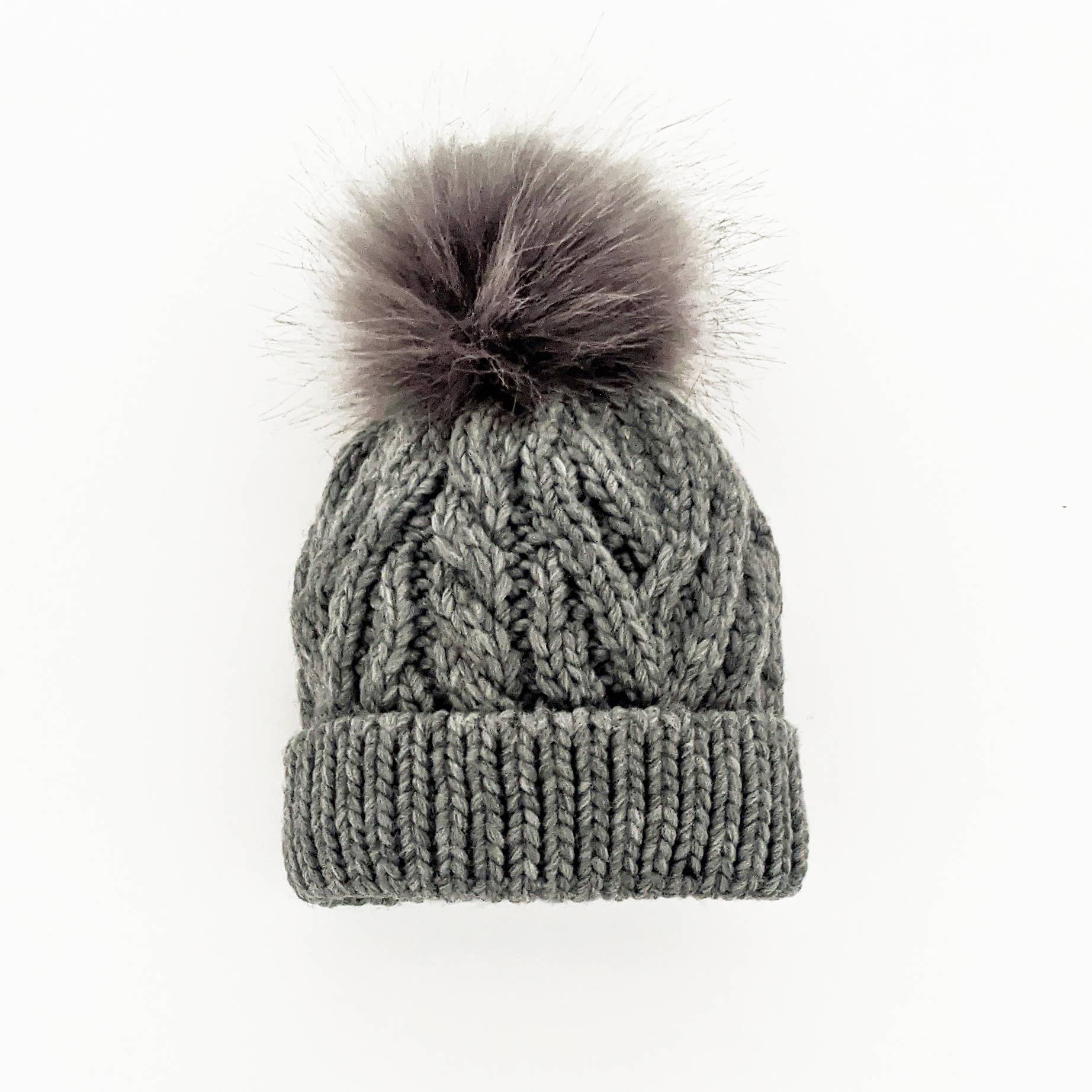 Huggalugs Grey Pom Pom Beanie