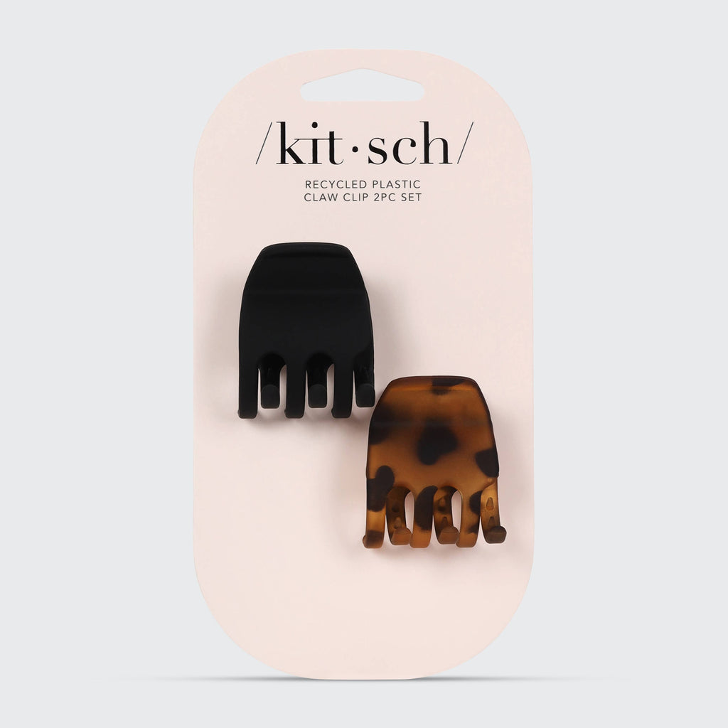 Kitsch Eco-Friendly Medium Claw Clips 2pc Set — Black & Tortoise