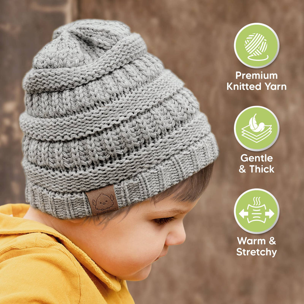 KeaBabies Warmzy Knitted Baby Beanies — 3-Pack