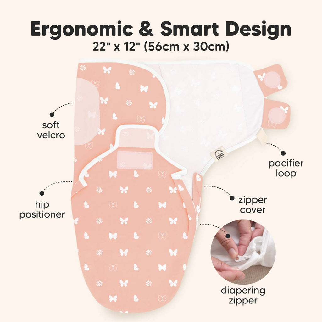 KeaBabies Soothe Zippy Baby Swaddles — Butterflies (3-Pack)