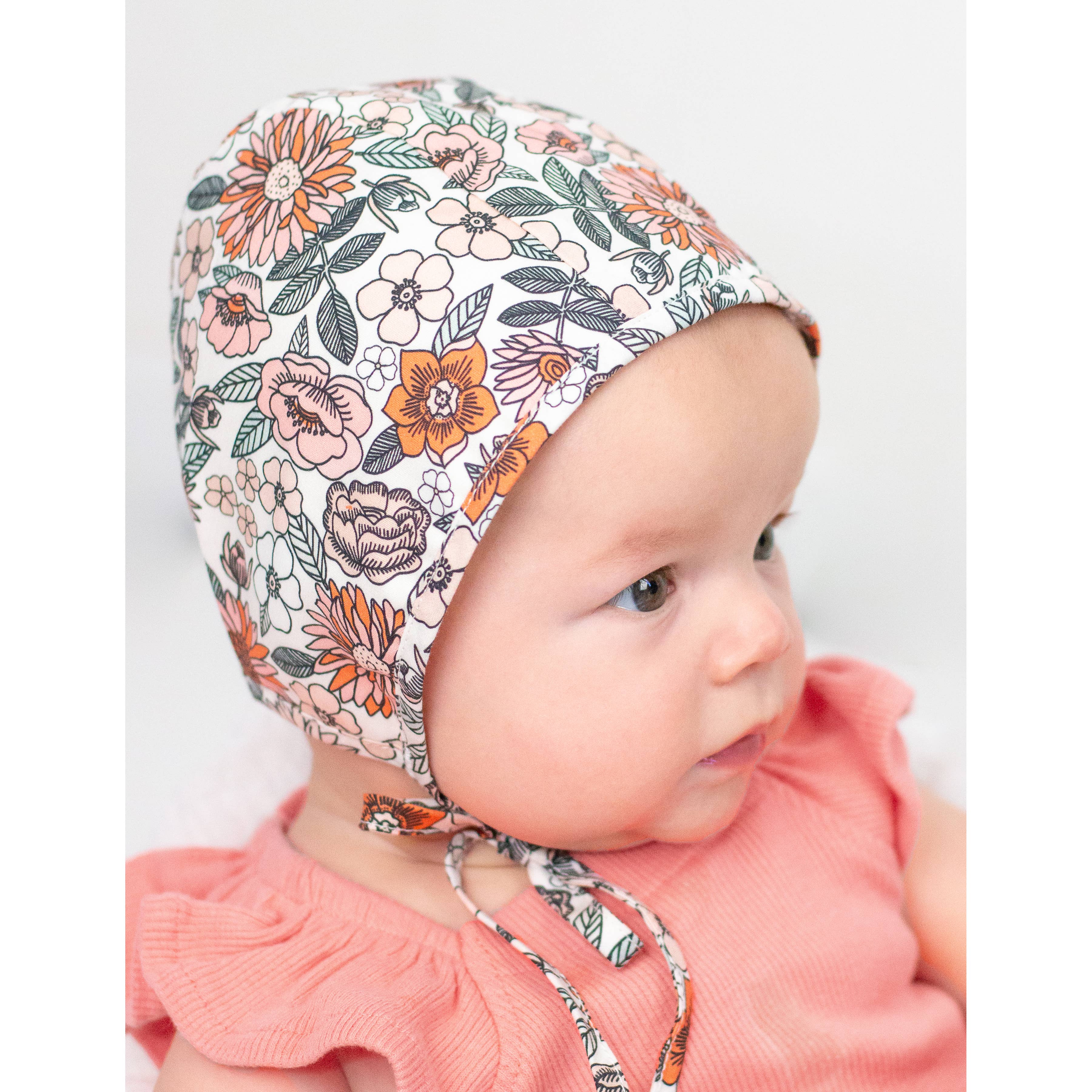 Huggalugs Vintage Flora Danish Baby Bonnet — UPF 50+