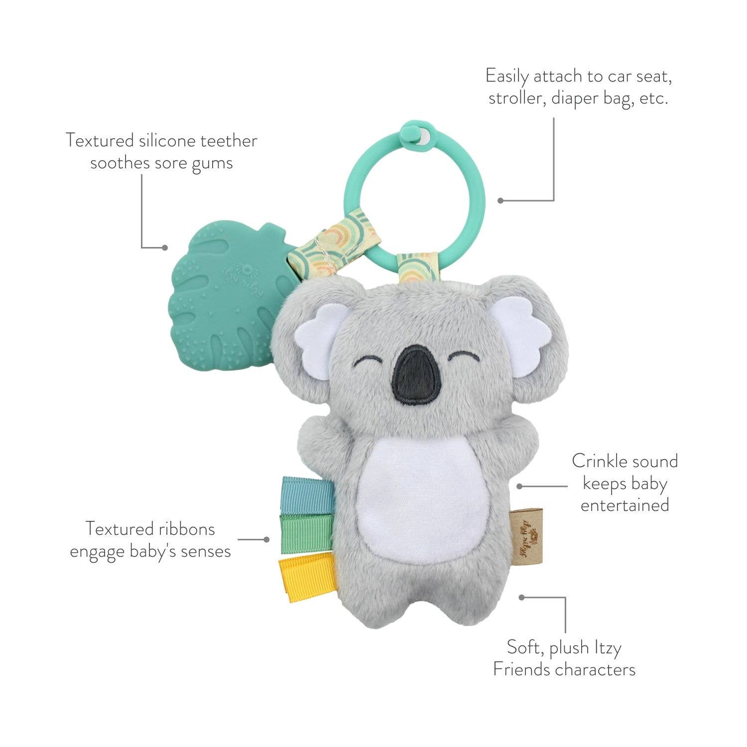 Itzy Ritzy Plush Pal Teether - Dino, Mushroom, Rainbow