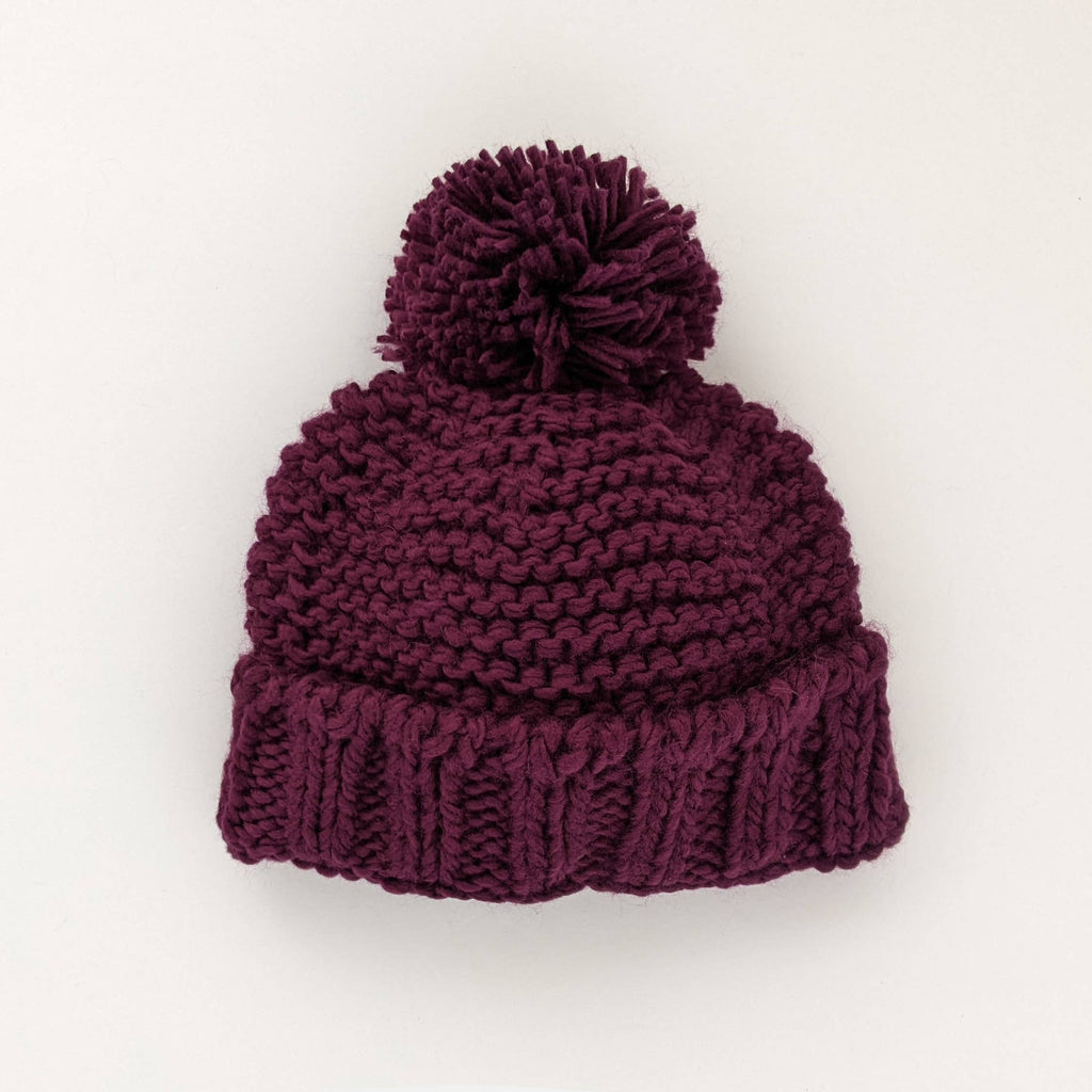 Huggalugs Plum Garter Stitch Beanie