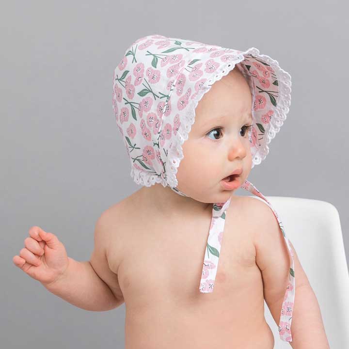 Huggalugs Blush Pink Poppy Bonnet — UPF 25+