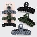 Kitsch Chain Claw Clip 3pc Set — Black & Moss