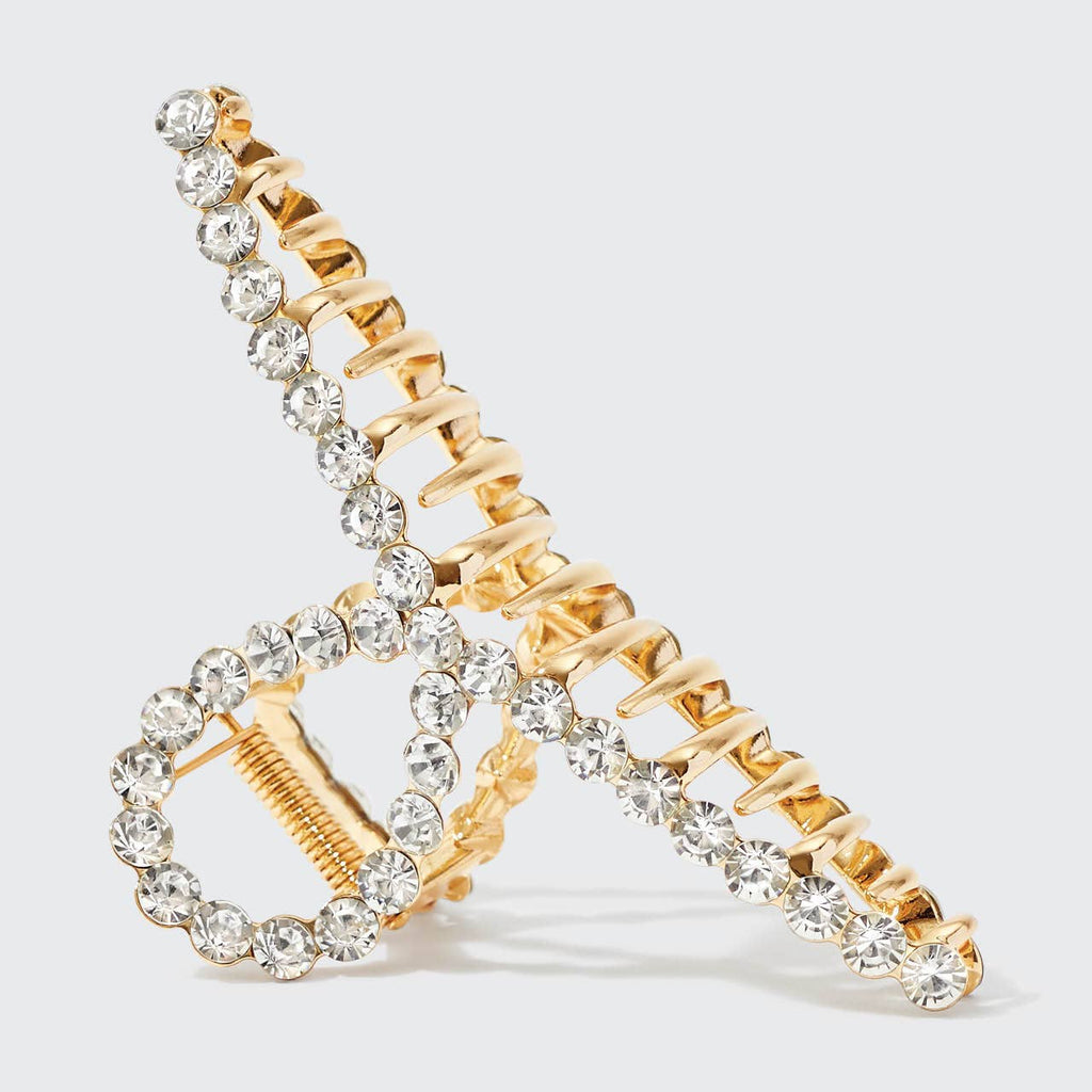 Kitsch Metal Rhinestone Loop Claw Clip — Gold