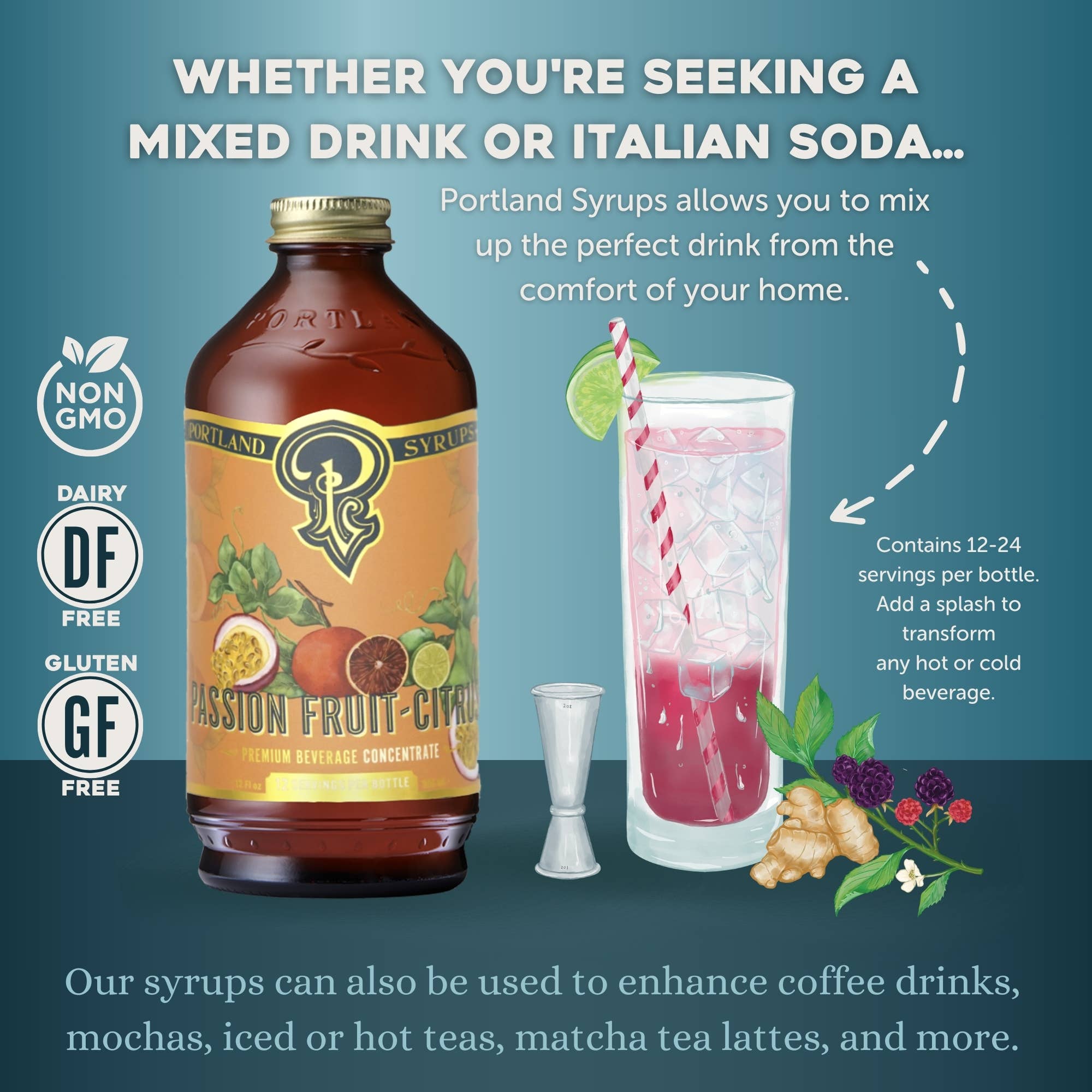 Portland Syrups Passion Fruit Citrus Cocktail & Soda Syrup — 12oz