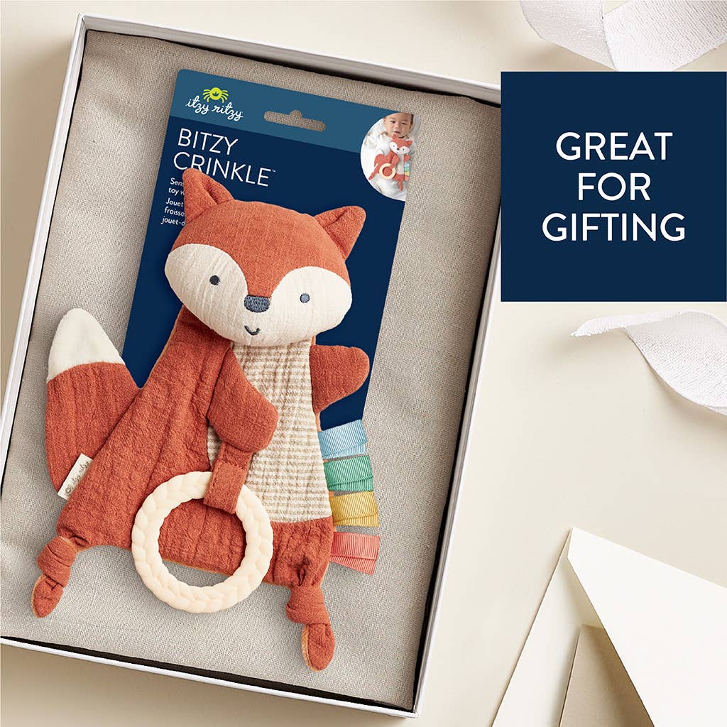 Itzy Ritzy Fox Bitzy Crinkle Sensory Toy with Teether