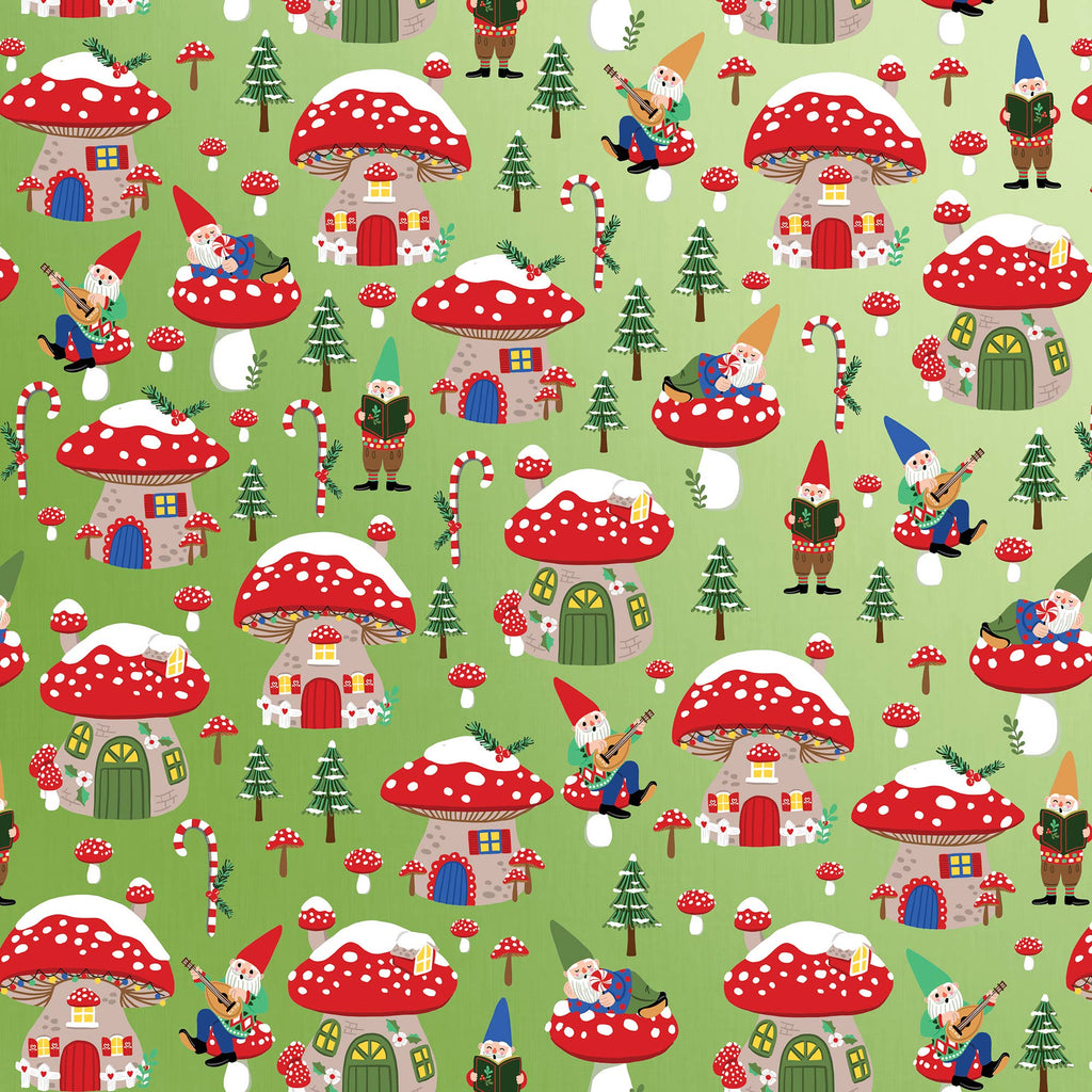 Jillson & Roberts Holiday Gnomes Wrapping Paper Roll