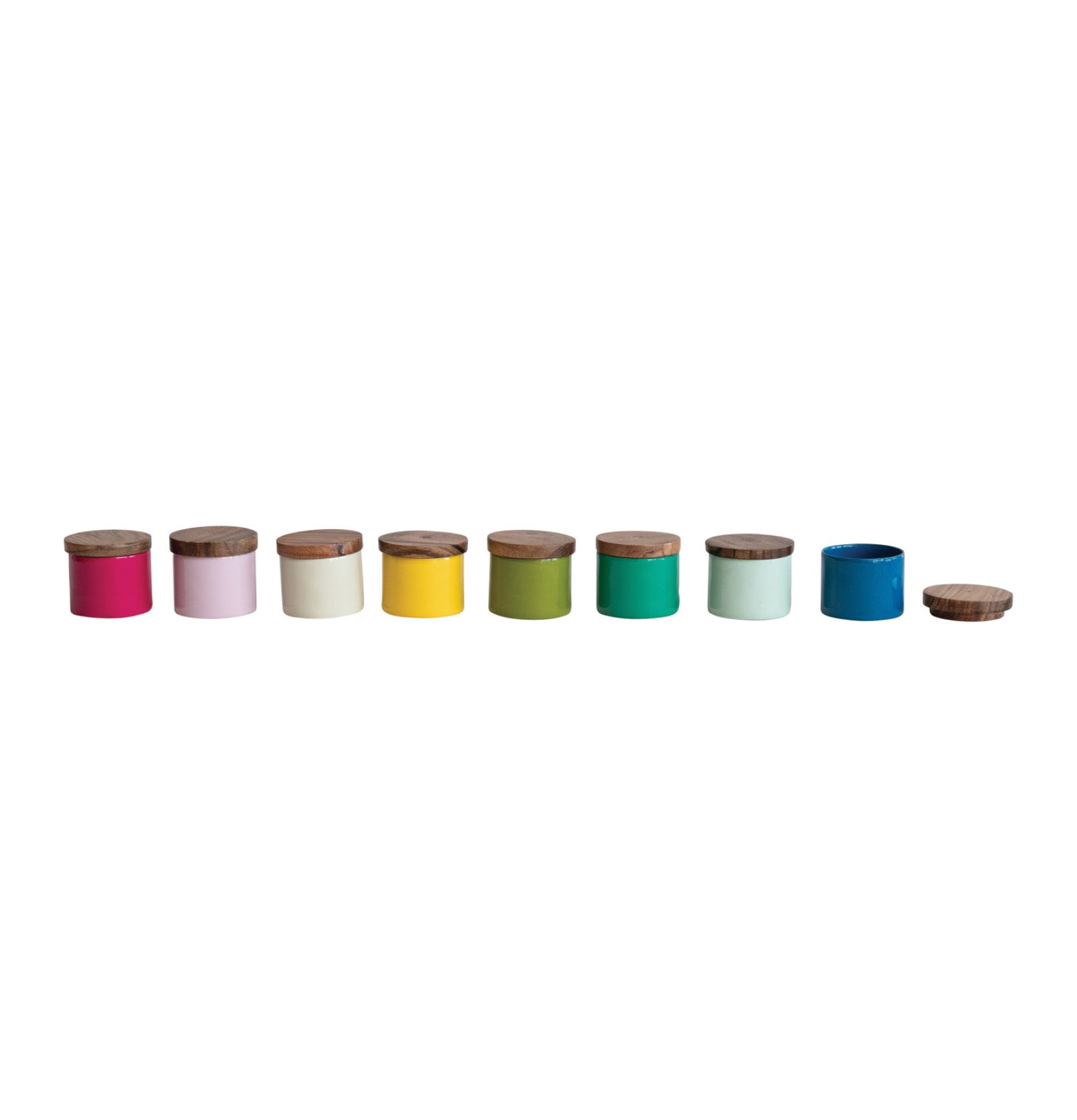 Enameled Stainless Mini Pinch Pot with Acacia Lid