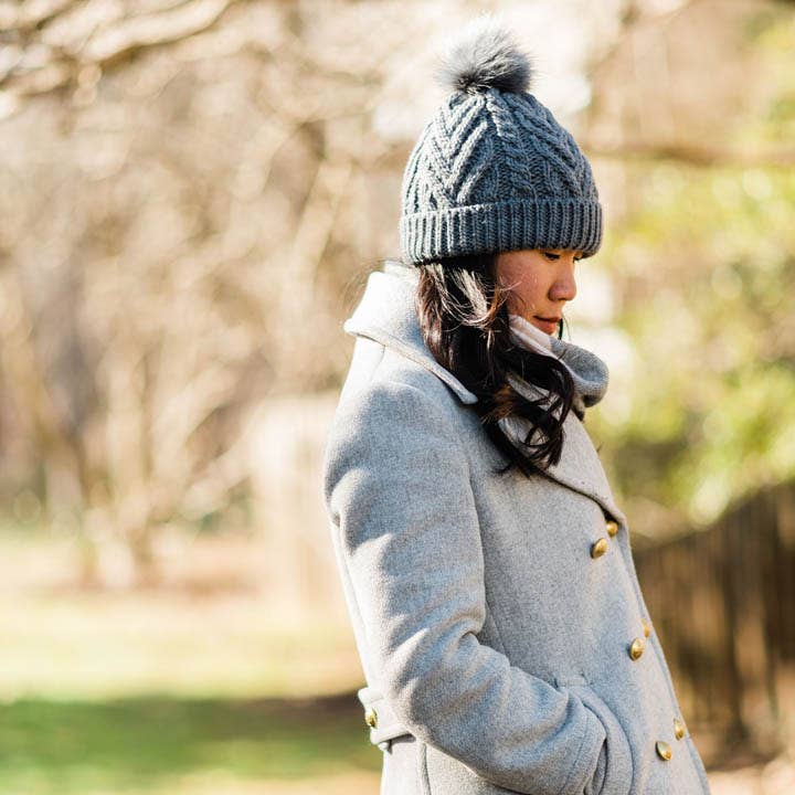 Huggalugs Grey Pom Pom Beanie