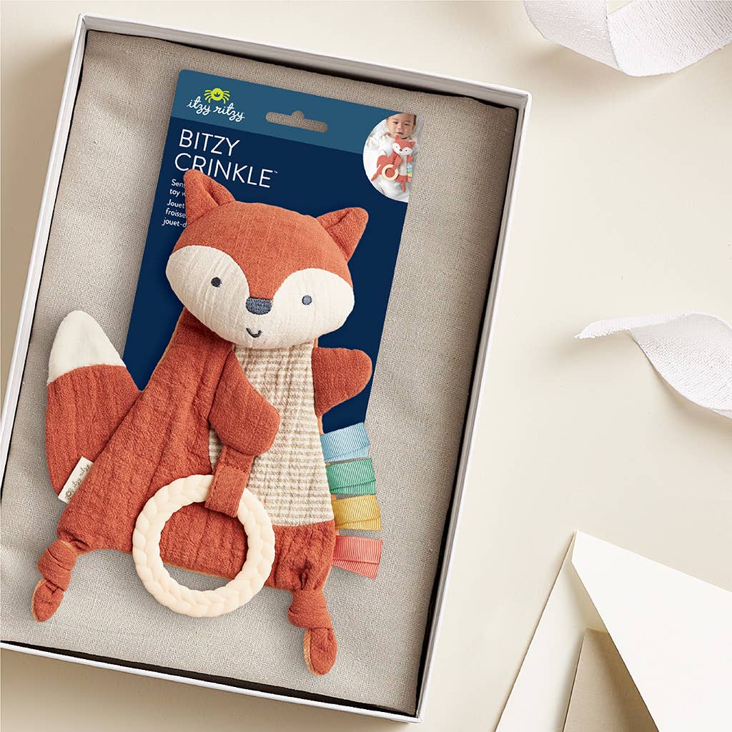 Itzy Ritzy Fox Bitzy Crinkle Sensory Toy with Teether