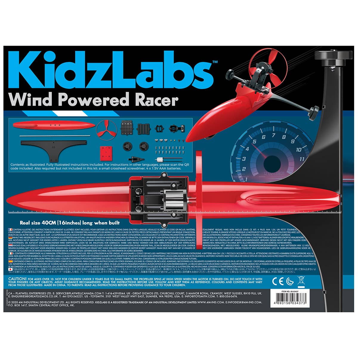 Toysmith 4M Wind Powered Racer Build It Kit