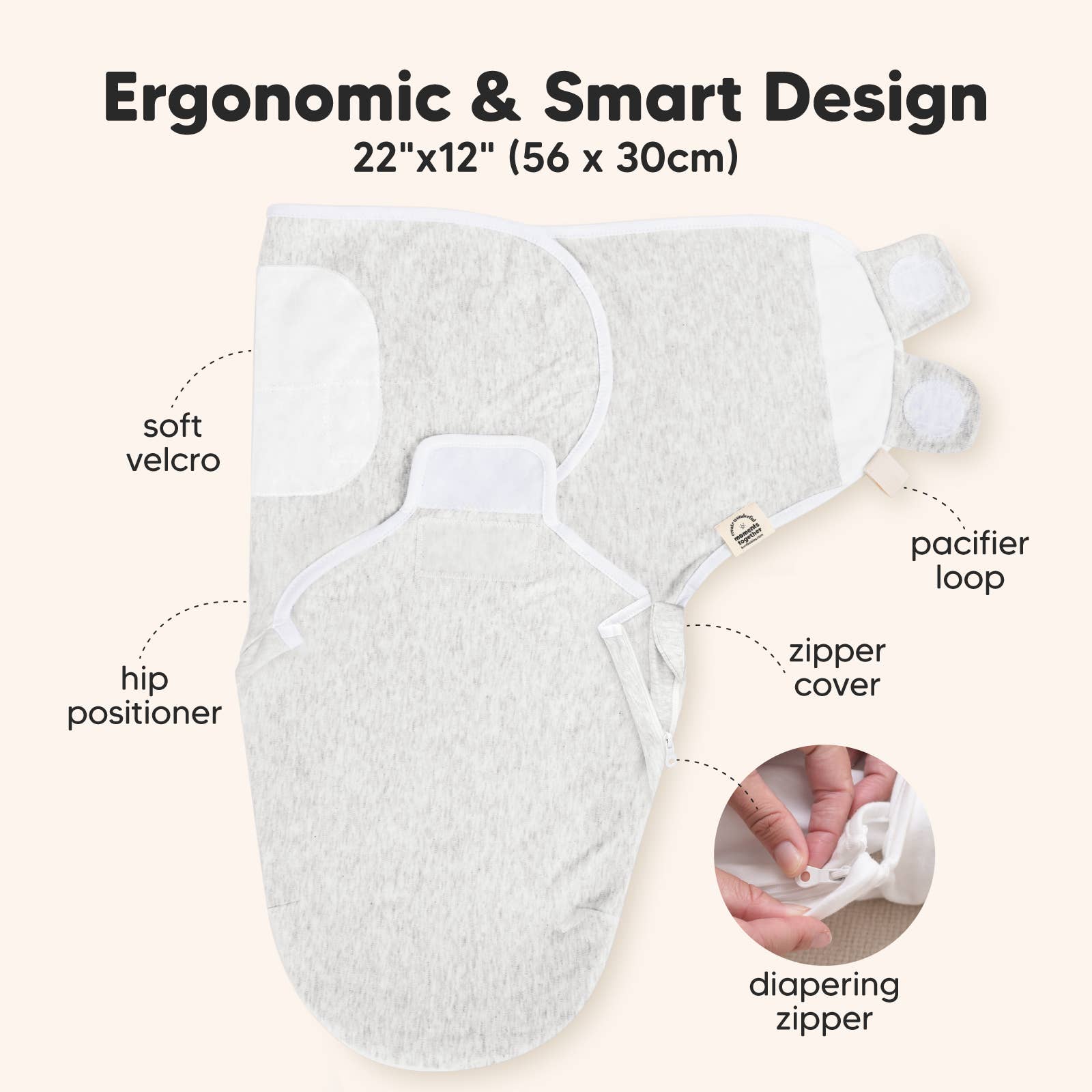 KeaBabies Soothe Zippy Swaddle Sacks — Aspire (3-Pack, 0-3 Months)