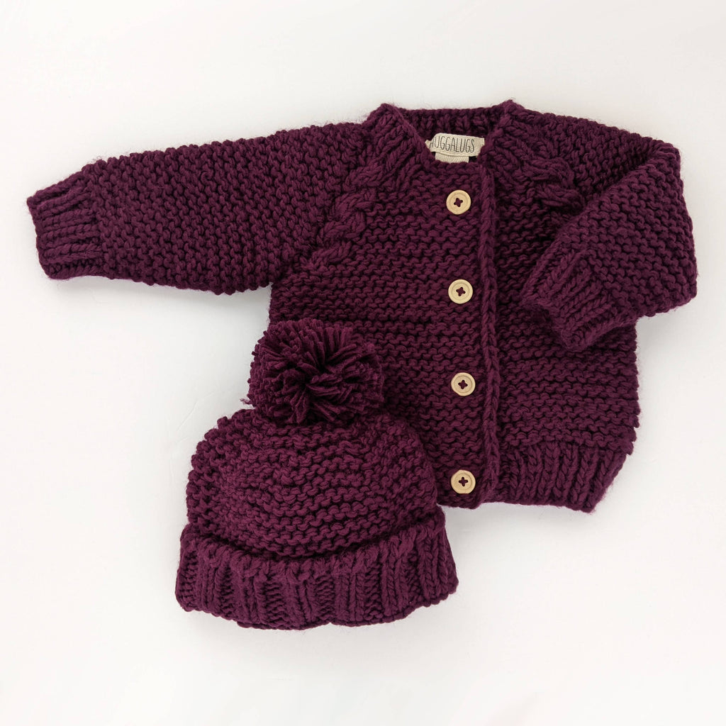 Huggalugs Plum Garter Stitch Beanie