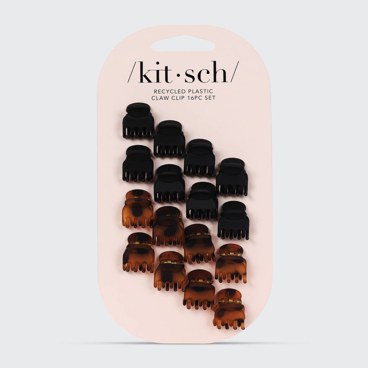 Kitsch Mini Classic Claw Clips — Black & Tort (16-Pack)
