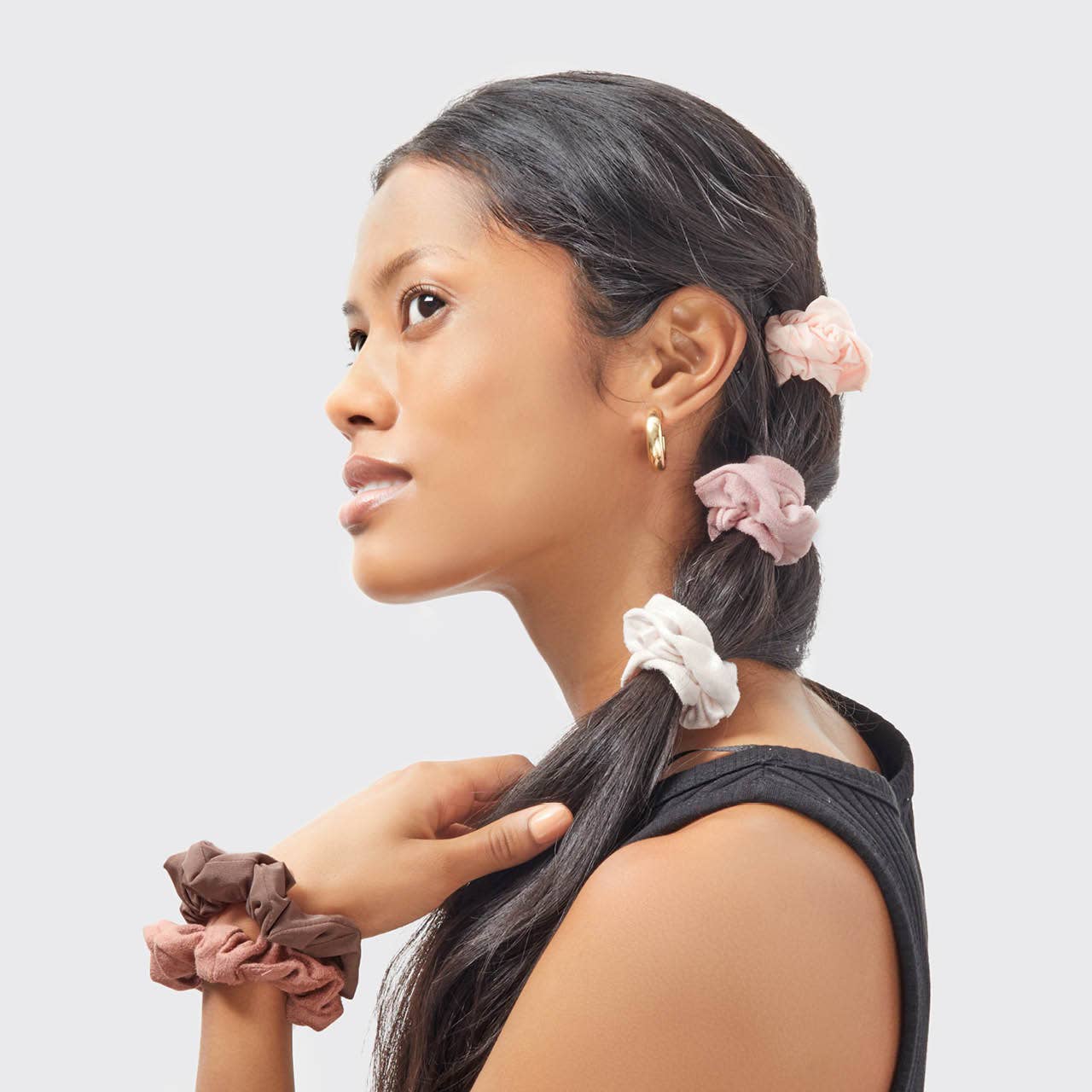Kitsch Textured Scrunchies — Terracotta (5-Pack Set)