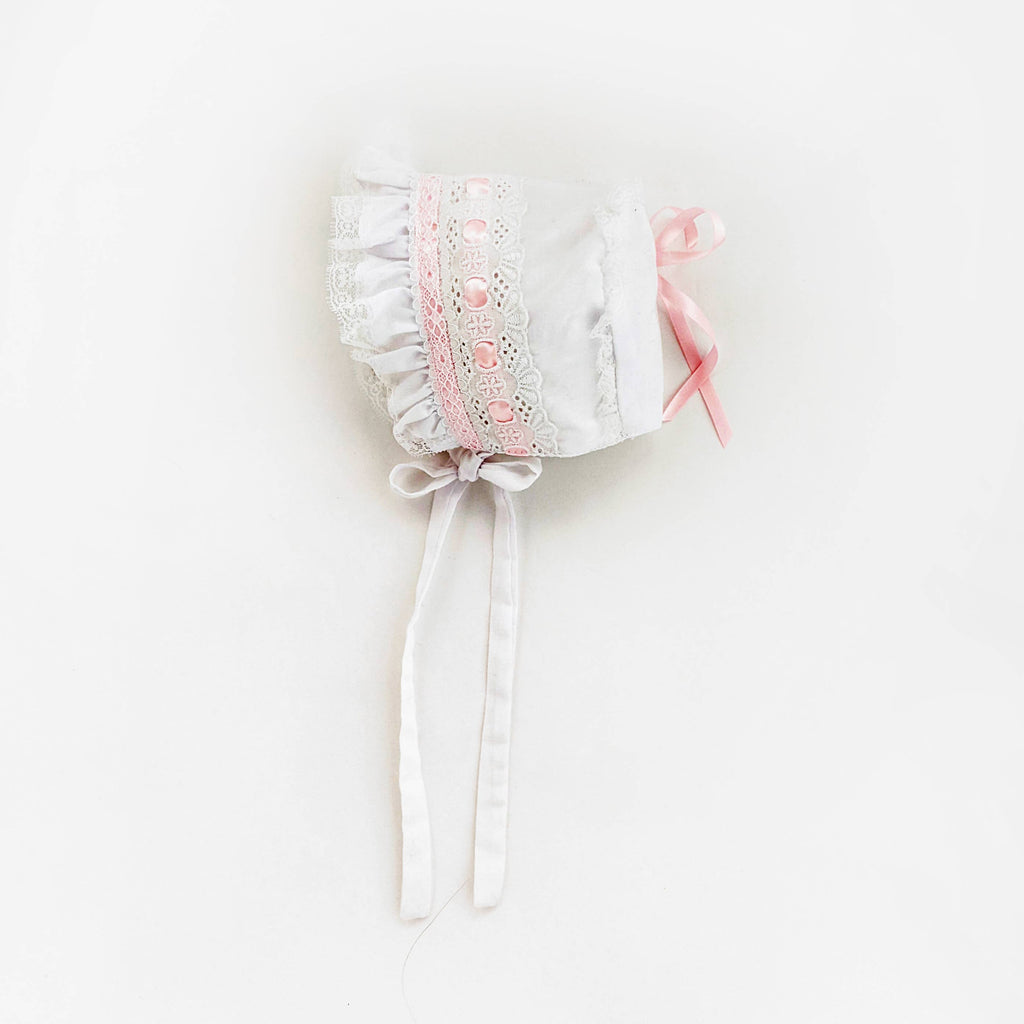 Huggalugs Girls Pink Ribbon Bonnet