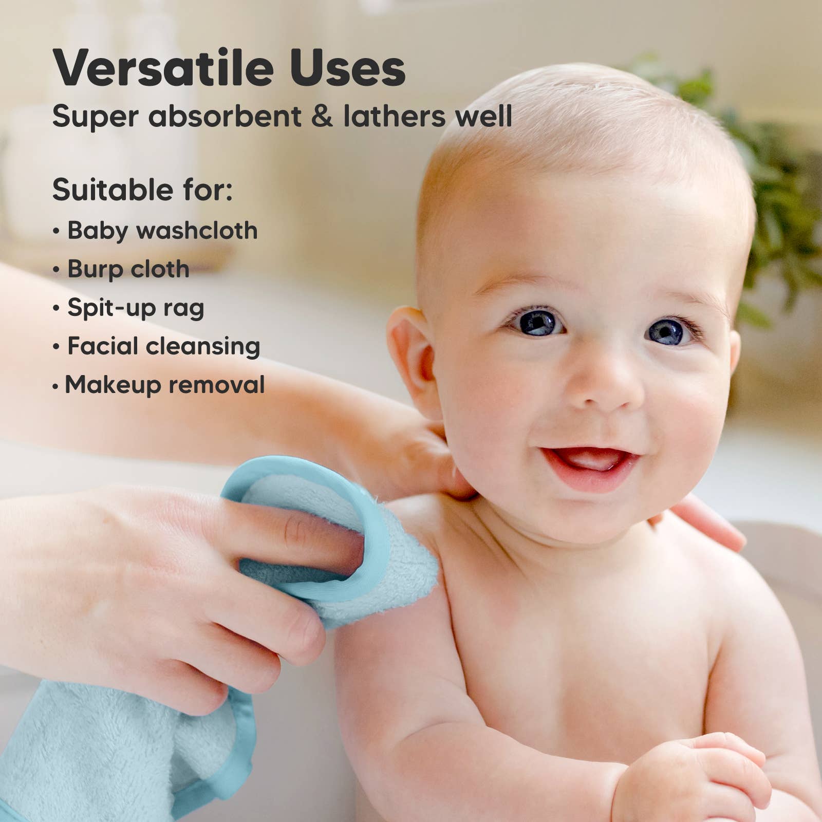 KeaBabies Ultra-Plush Baby Washcloths — Bravo Blue (6-Pack)