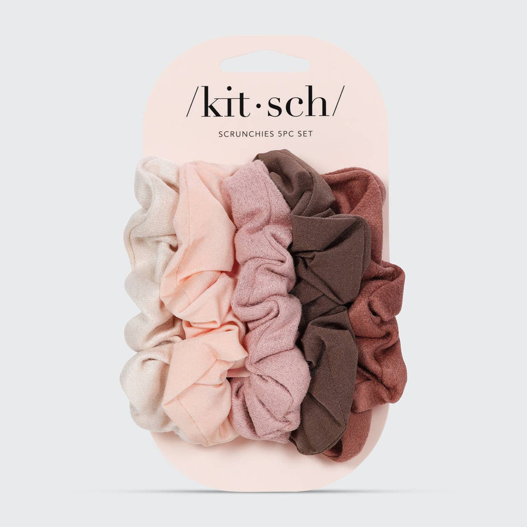 Kitsch Textured Scrunchies — Terracotta (5-Pack Set)