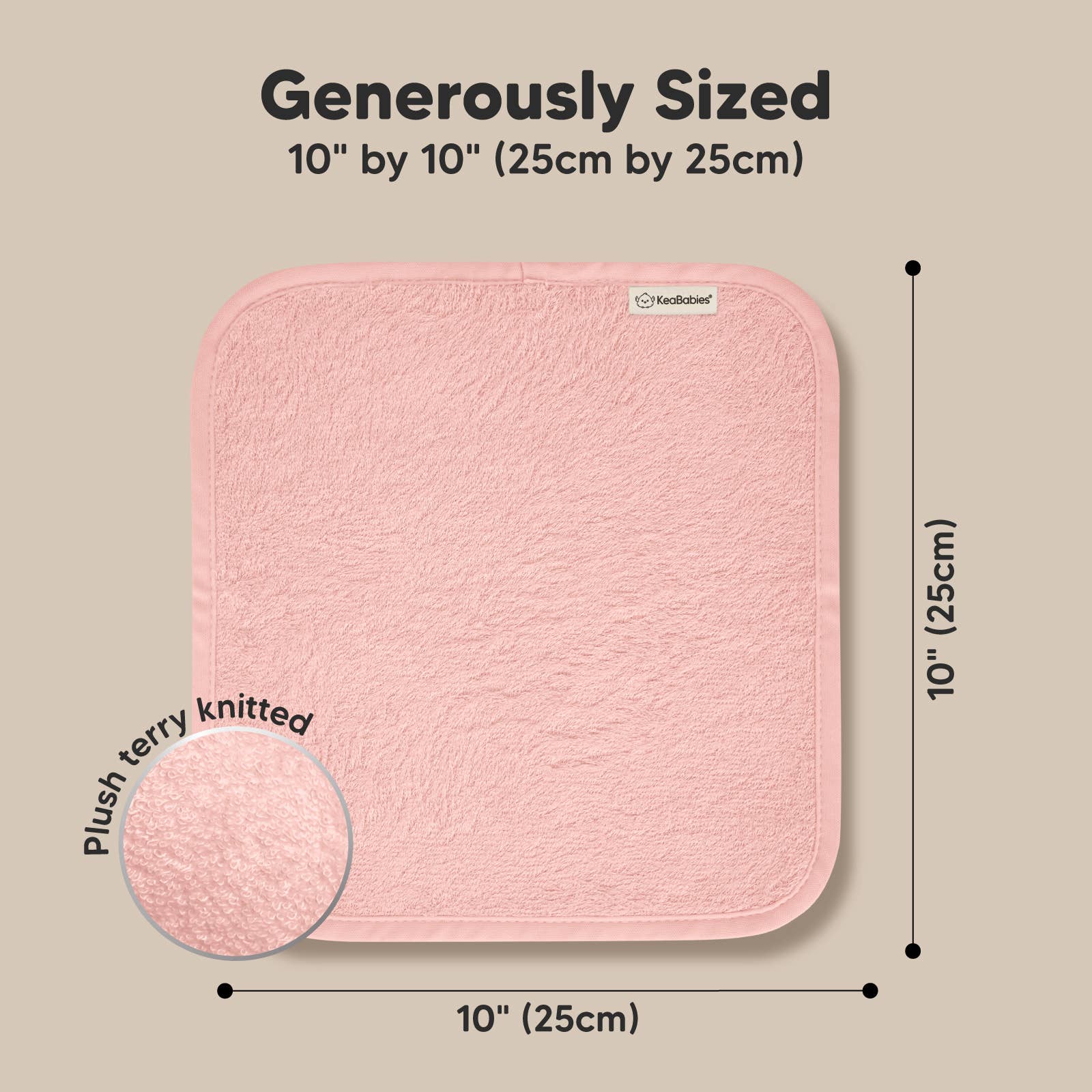KeaBabies Ultra-Soft Baby Washcloths — Blush Pink (6-Pack)