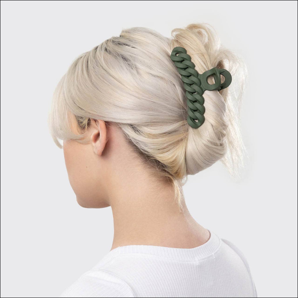Kitsch Chain Claw Clip 3pc Set — Black & Moss