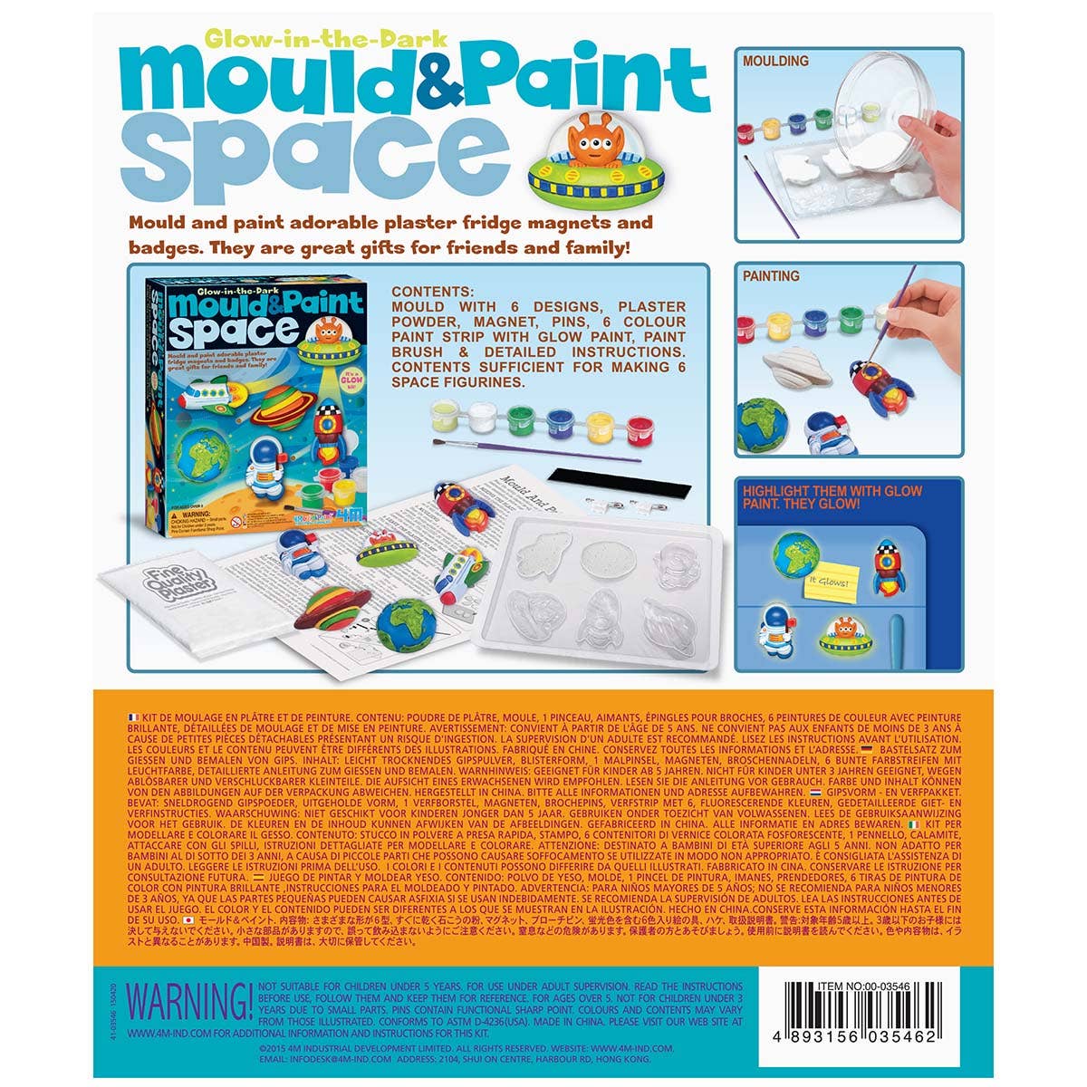 Toysmith 4M Glow-in-the-Dark Mould & Paint Space Figures