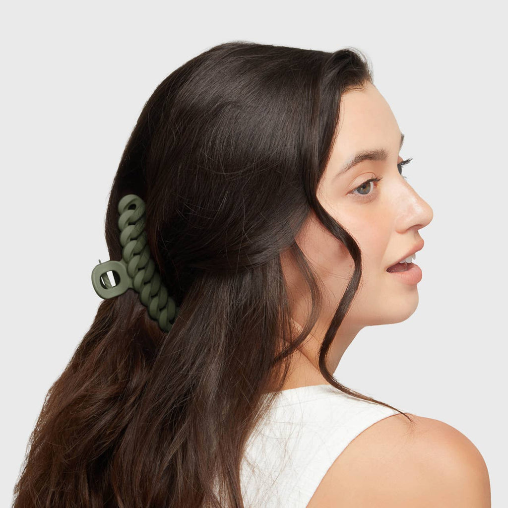 Kitsch Chain Claw Clip 3pc Set — Black & Moss