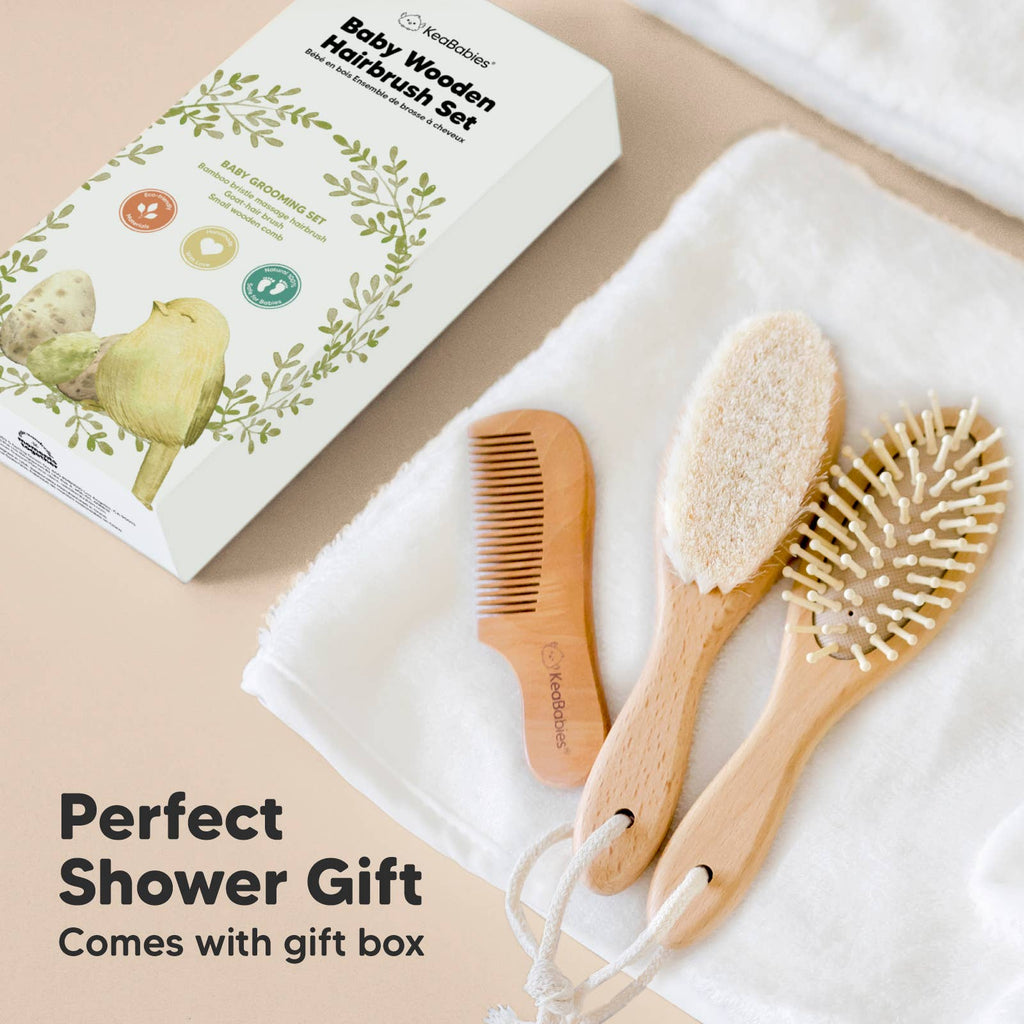 KeaBabies Gentle Baby Hair Brush & Comb Set