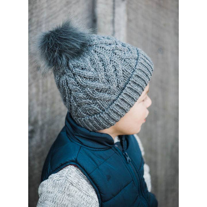 Huggalugs Grey Pom Pom Beanie